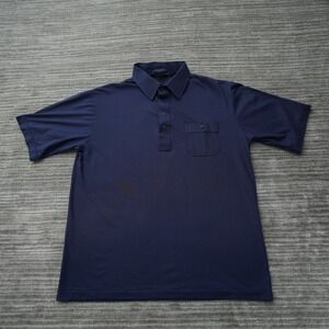 Par‎ Four Polo Shirt Men Blue Vintage Golf Short Sleeve Cotton Poly Tall Large